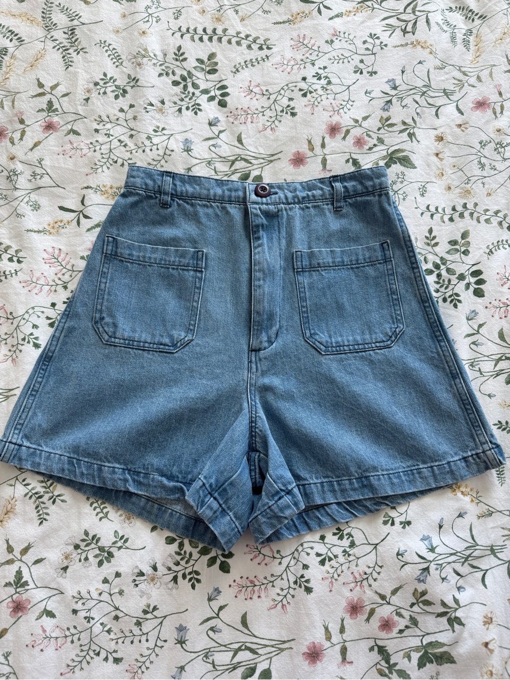 High-Waist Blue Denim Women’s Shorts